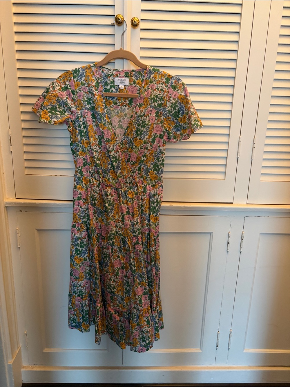 J. Crew for Liberty Floral Midi Dress in Pink, Yellow & Green